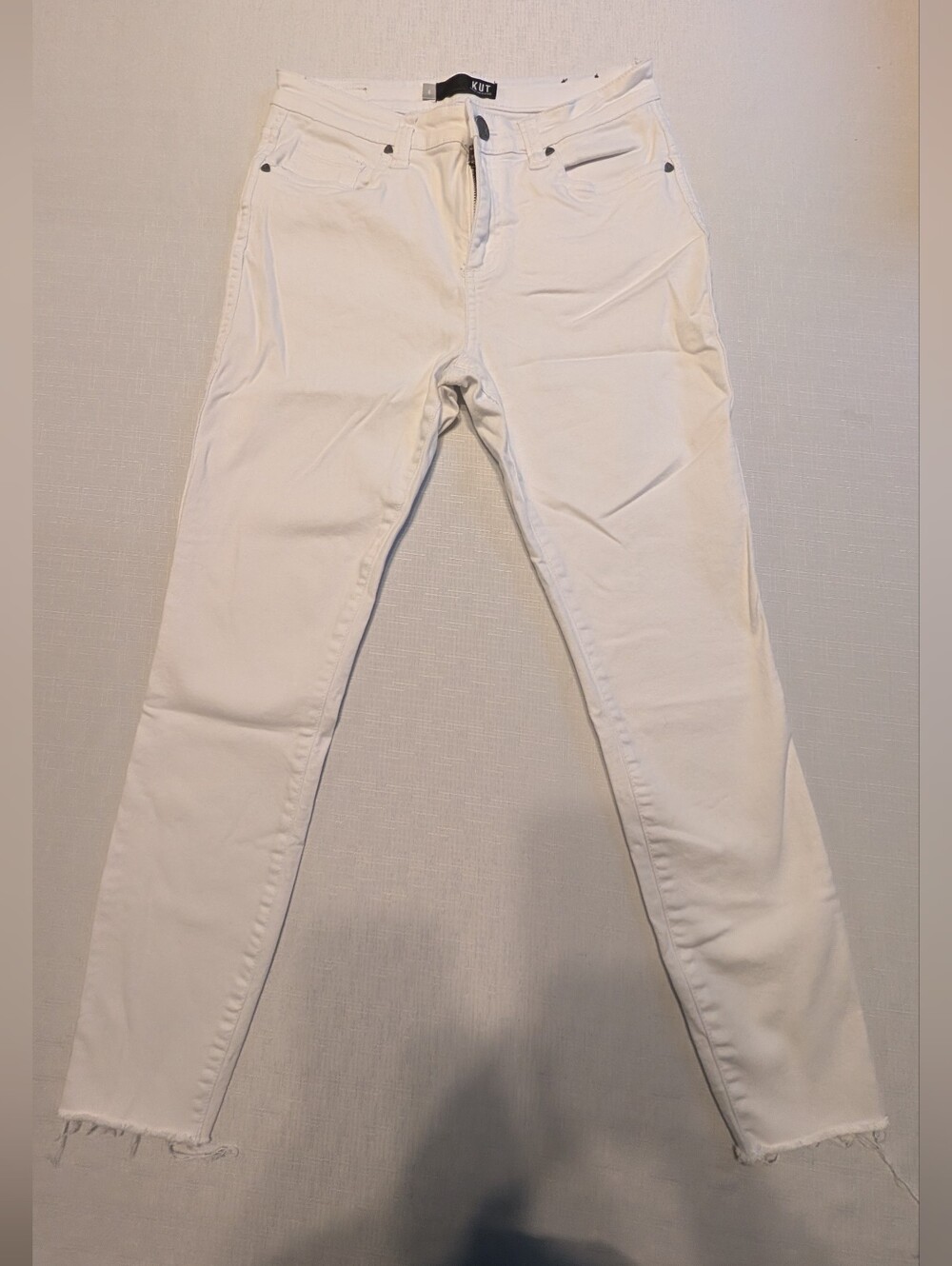 KUT from the Kloth Connie White High Rise Ankle Skinny Jeans Size 6 Raw Hem